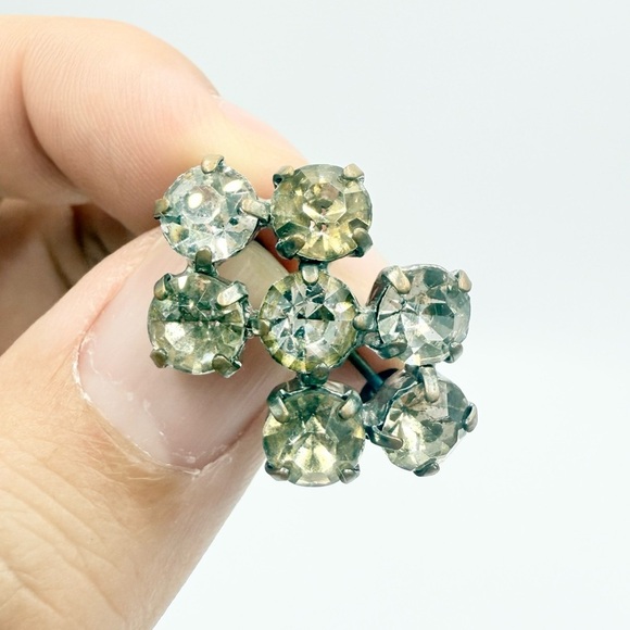 Vintage Mid Century Mini Rhinestone Silver Tone Brooch Pin Made in Germany - Picture 3 of 7